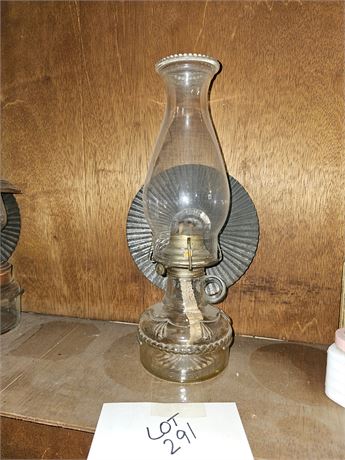 Antique Oil Lamp with Reflector