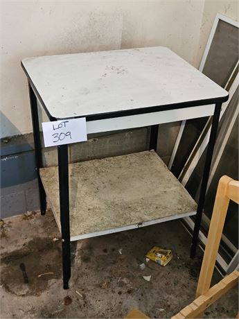 Vintage Enamel Rolling Kitchen Cart