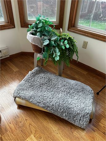 Throw Rug and Runner Rug, Faux Plants with Planters and Stool