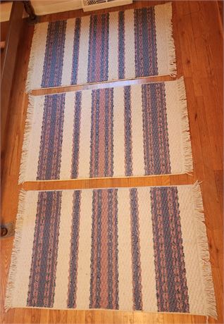 3 Matching Rugs~ Cream Blue & Pink Colored