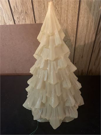 1964 Econlite Blow Mold 19 Inch Lighted Plug In White Glitter Christmas Tree