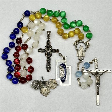 Sterling Silver Religious Charms/Pendants & Rosary Beads