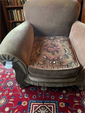 Vintage 1920s Mohair Deco Rose Arm Chair