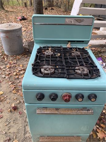 Vintage Dixie 4 Burner Gas Stove Turquoise Blue