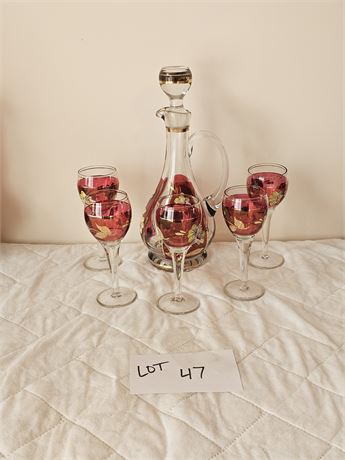 Czech Red HP Cherry Decanter & Glasses