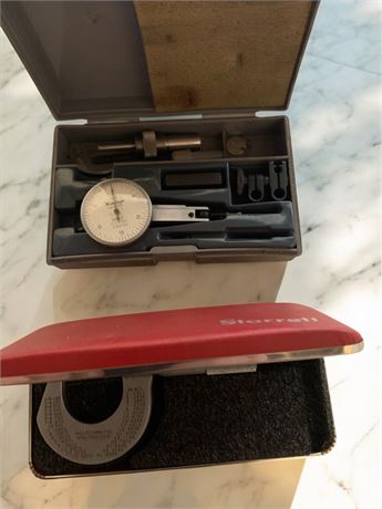 Mitutoyo Dial Test Machinist Indicator Gauge Tool W/ Box & Starrett Micrometer
