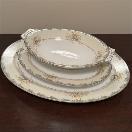 Meito China Elegant Hand Painted Large & Small Platters, Serving Bowl