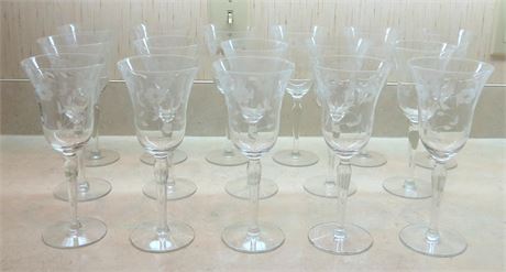 16 Etched Glass Stemware