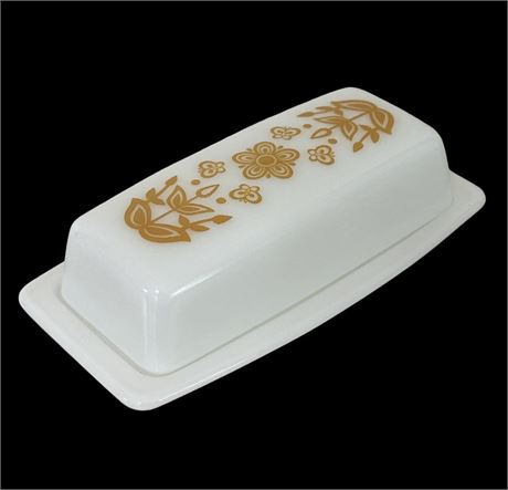 Vintage Pyrex Butterfly Gold Covered Butter Dish