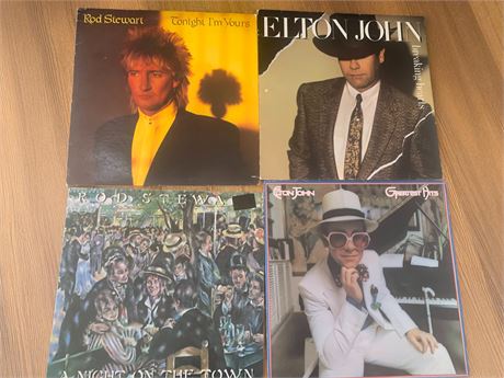 Record Album Lot of 4 - Rod Stewart, Elton John