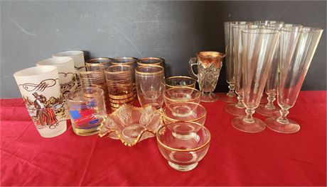 Assorted vintage barware