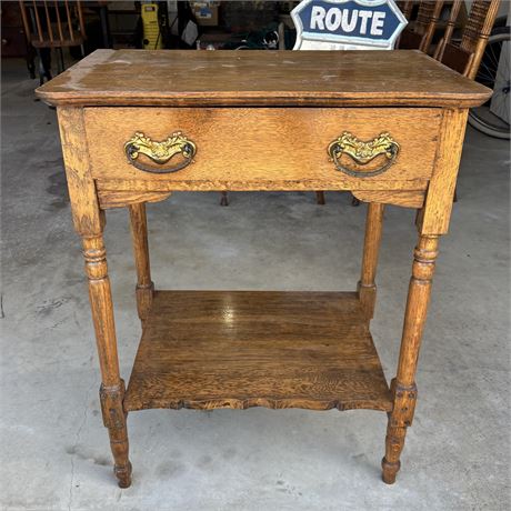 Antique Single Drawer Side Table - 24 x 16.5 x 30.5