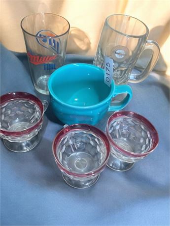 Miller Lite Taste Activation Beer Glass, Homer Laughlin Turquoise Blue Mug