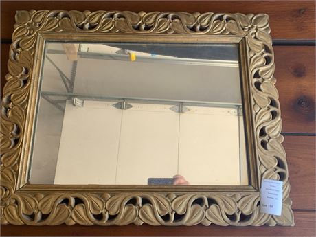Ornate Golf Leaf Pattern Framed Hollywood Regency Style Wall Mirror 28.5 X 22.5