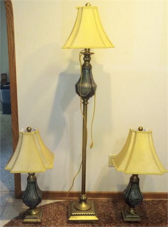 Floor Lamp and 2 Table Lamps