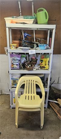 Garden Cleanout- Plastic Outdoor Chairs, Tools, Shelf & Much More