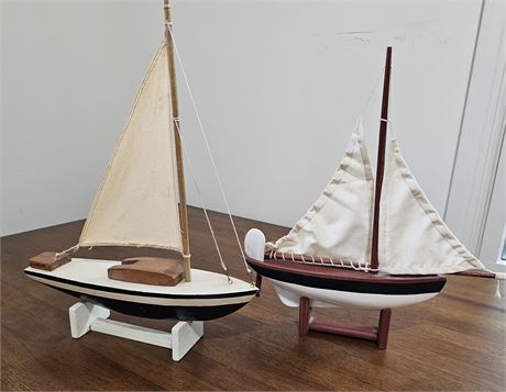 (2) Decorative Wooden Sailboats
