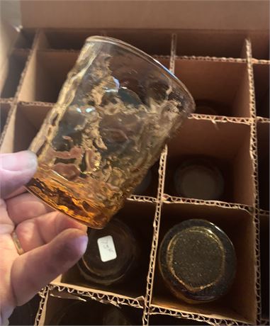 Anchor Hocking Milano Lido Honey Gold/Amber Short & Tall Glasses Lot