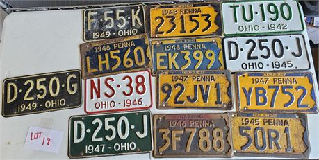 1940's OHIO / PA License Plates