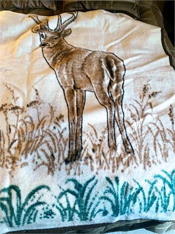 Biederlack Whitetail Deer & San Marcos Indians Chief Wahoo Throw Blanket Lot