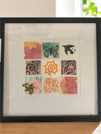 Imprints Summer Gardens Mixed Media Framed Art By Akron Artist Joan Colbert