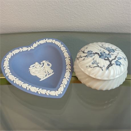 Wedgwood and Covered Limoges Trinket Holders