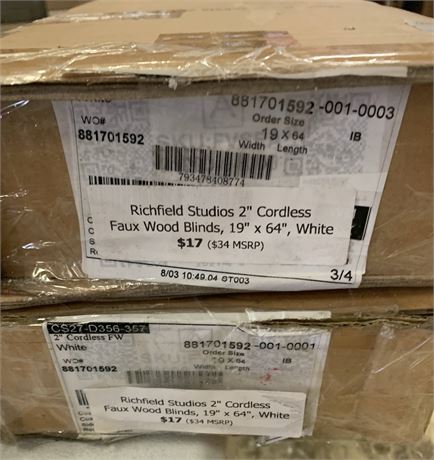 Richfield Studios 2 In Cordless Faux Wood Blinds Lot of 2