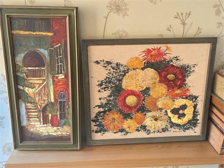 Framed Oil Painting  By Ros Collins Saber Flower Impression Cincinnati, Ohio