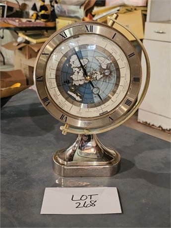 Seiko Quartz Brass World Battery Op Desk Clock