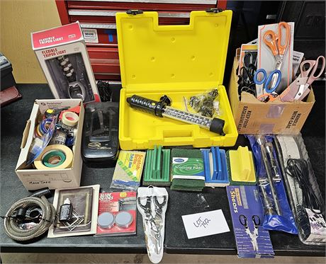 Mixed Lot: Multiple Scissors, VCR Re-winder, Antenna, & More