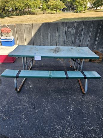 Metal Frame Heavy Plastic Picnic Table