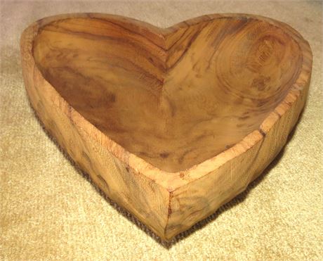 Heart Shaped Wood Carved Bowl