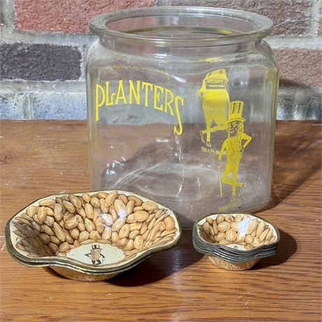 Planters Mr. Peanut Countertop Jar and Serving Bowls (No Lid to Jar)