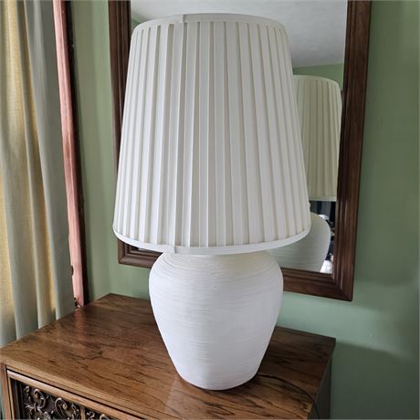 Large White Pottery Lamp w/ Shade