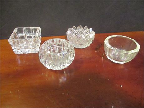 4 Fancy Assorted Crystal Glass Salt Pinch Collectibles