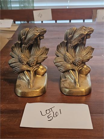 Vintage Brass Pinecone Bookends