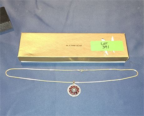 Sterling Rhodolite Pendant & 22" Chain 0.33 dwt