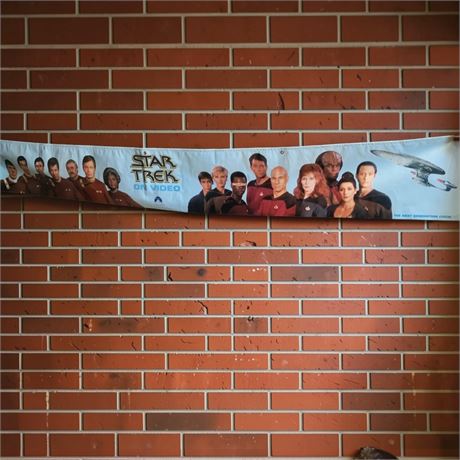 1992 Star Trek on Video Promotional Vinyl Banner Original & The Next Generation
