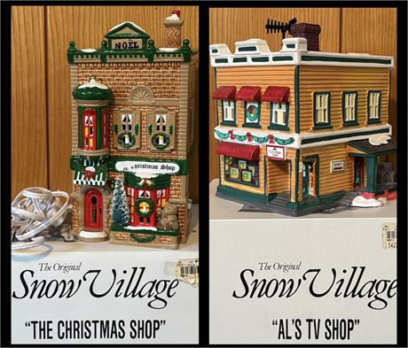 Dept. 56 Snow Village "Al's TV Shop & The Christmas Shop" 1992/1991