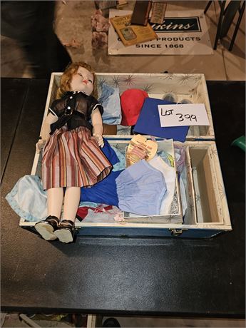 Vintage 40's-50's Effanbee Doll & Clothes & Doll Case Plus More