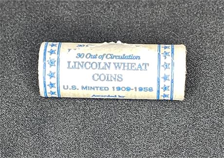 Roll of Lincoln Wheat Pennies~ Dated 1909-1958