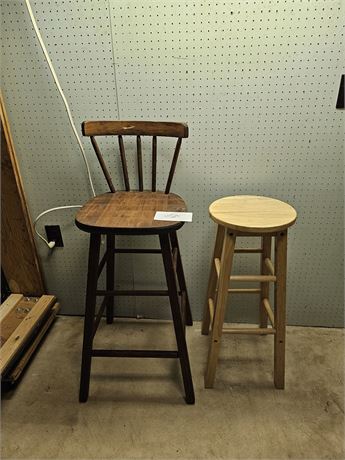 Wood Seat Bar Chair & Wood Bar Stool