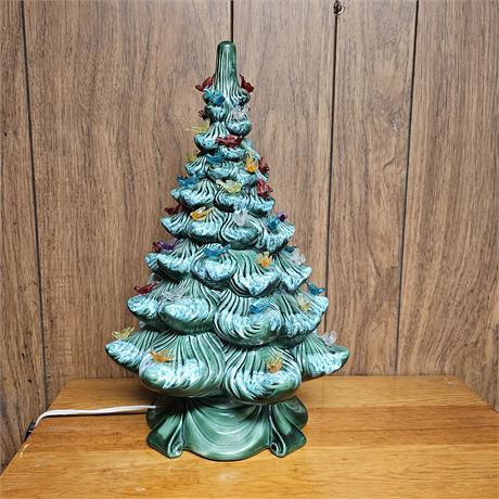 Vintage Ceramic Christmas Tree with Bird Lights