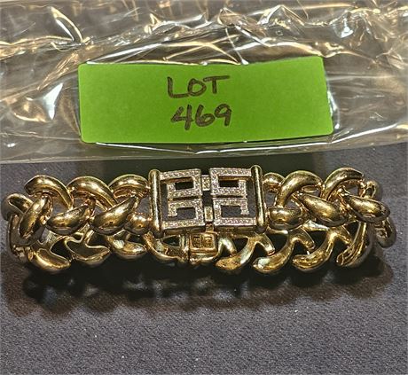 Sterling (Gold Tone) Rhinestone Bracelet 8" 0.82 ozt