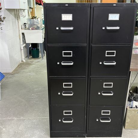 Steel 4-Drawer Black Filing Cabinet (on left)