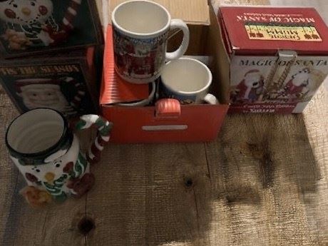 Christmas Coffee Mug and Candleholder Lot
