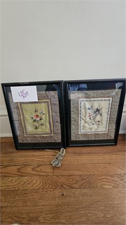 Japanese Satin/Silk Embroidered Cloth In Frame