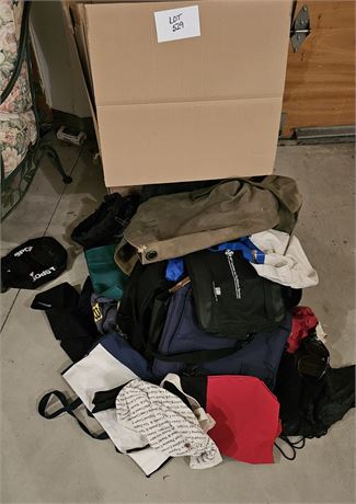 Mixed Misc Lot: Travel Bags, Hats, Storage Bags Plus More