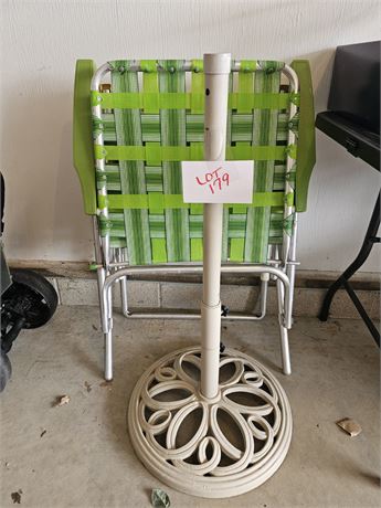 Standard Size Folding Weaved Chair & Umbrella Stand