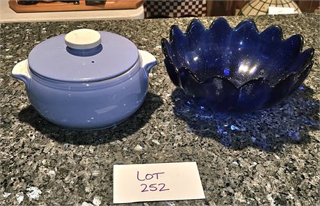 Cobalt Blue Blenko Art Glass Bowl Hall Covered Casserole